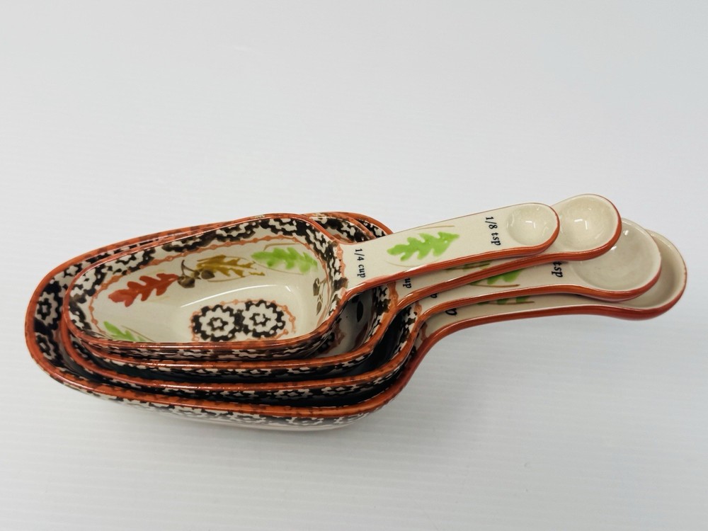 Temptations Fallfetti Measuring Cups Spoons Old World Nesting Ceramic