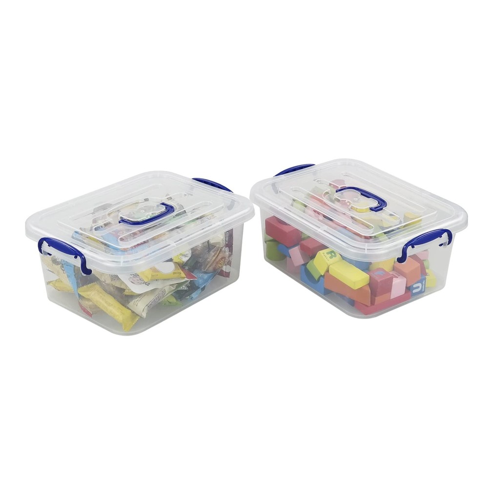 2-pack 8 Liters Storage Containers with lids, Plastic Latching Storage Boxes