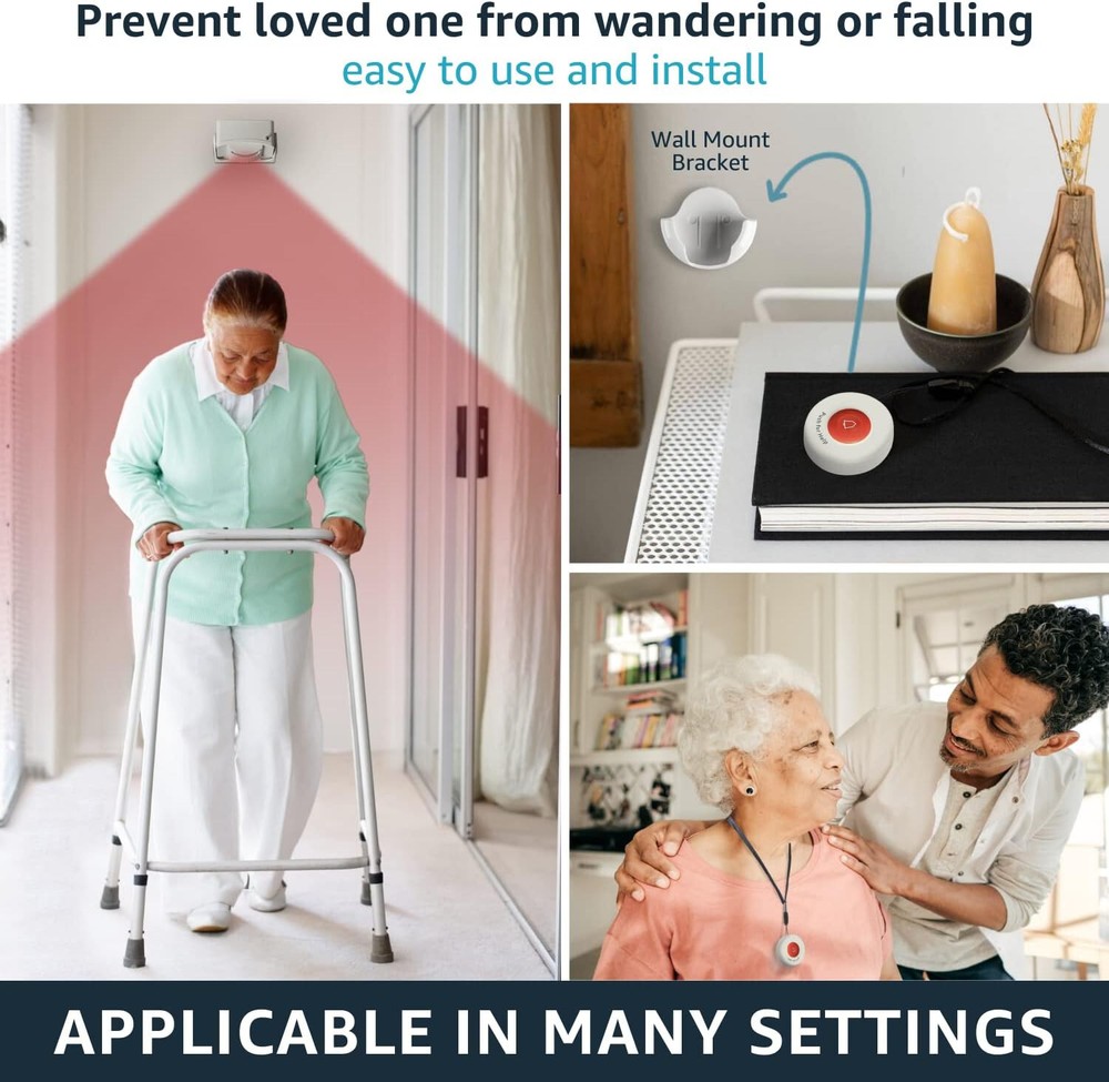 ✅ Caregiver Pager Wireless Call Buttons Motion Sensor Alarm System for Elderly ✅