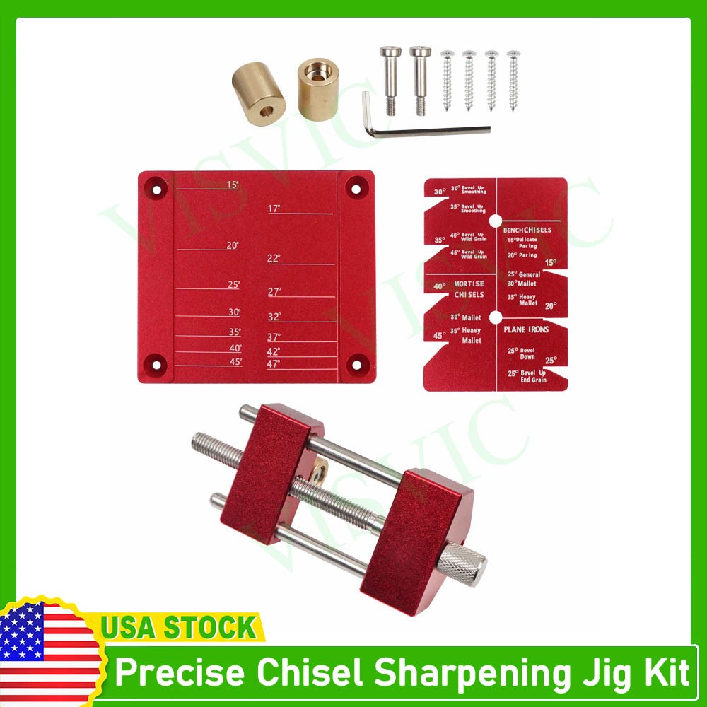 Chisel Sharpening Jig Kit, Honing Guide for 5/32"–3" Chisels, Adjustable Angle