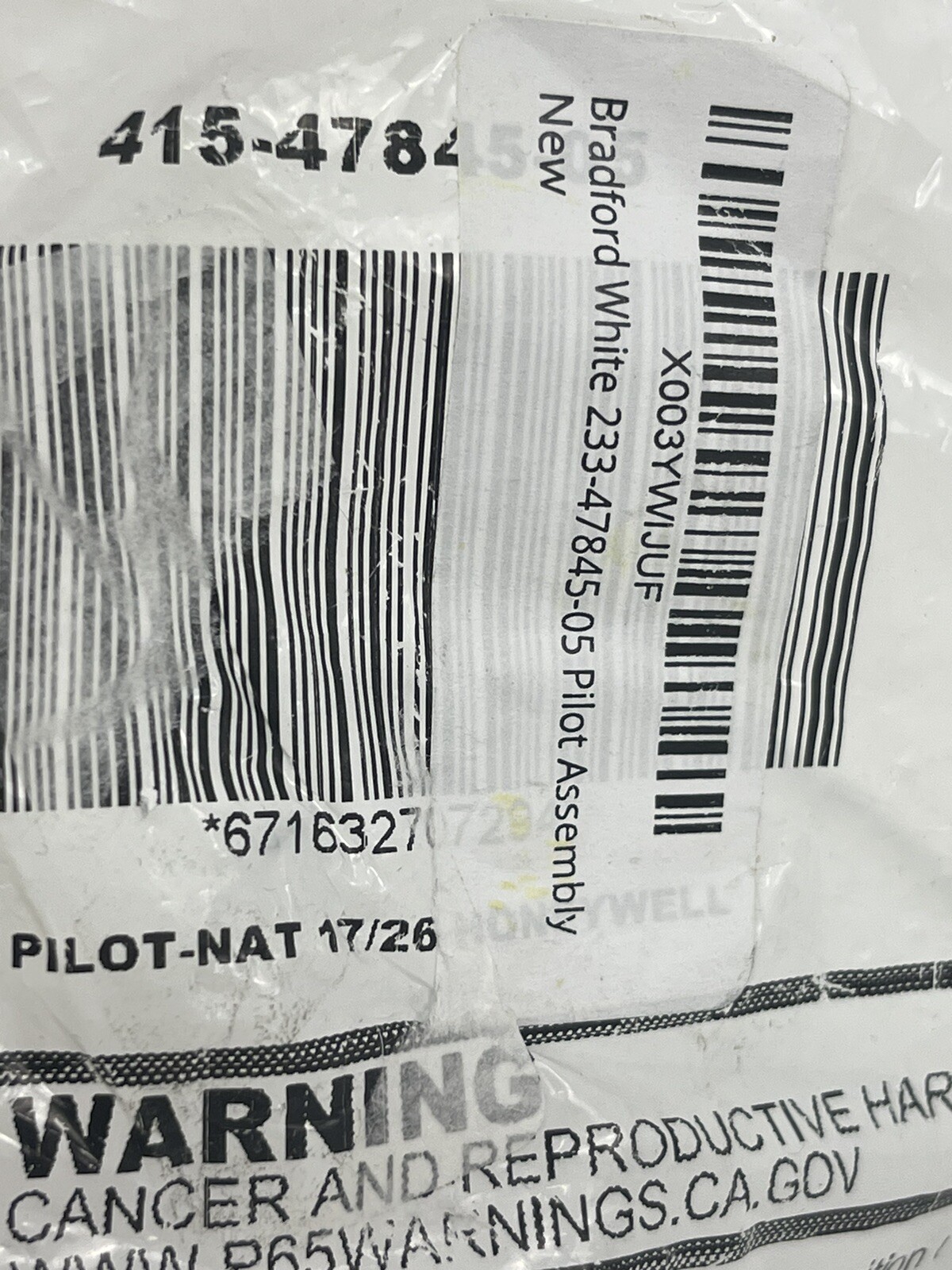 Honeywell Resideo Pilot Gas 415-47845-05 Pilot-Nat 17/26 Honeywell