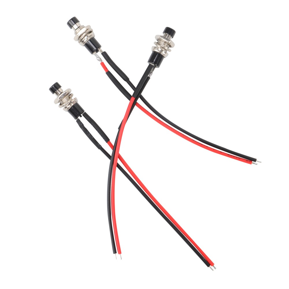 Mini 12V Push Button Switch Momentary ON OFF N/O SPST Pre-Wired 3 Pack Set