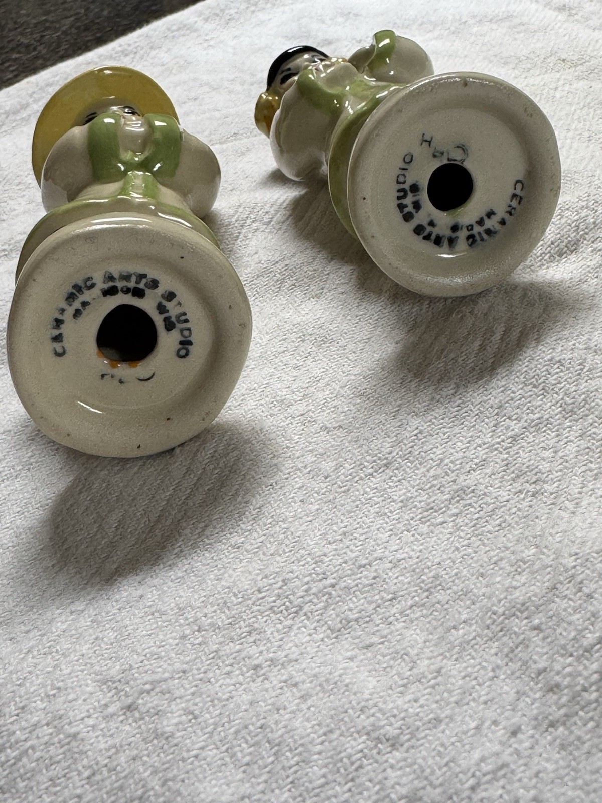 Ceramic Arts Studio Asian Couple Salt & Pepper Shaker Set - Madison WI 1940s-50s