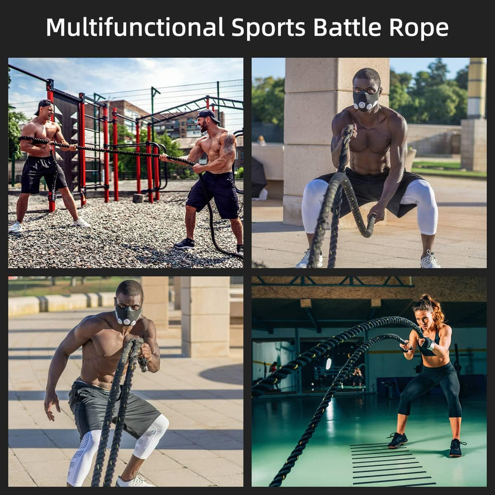 Battle Rope, 1.5" Diameter 30Ft Poly Dacron Workout Exercise Training Heavy Rope
