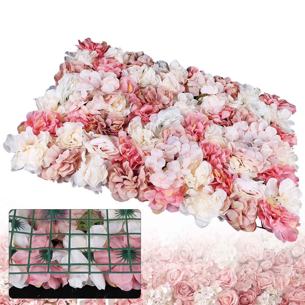 6pcs Artificial Rose Flower Wall Hydrangea Panel Background Wedding Party Decor