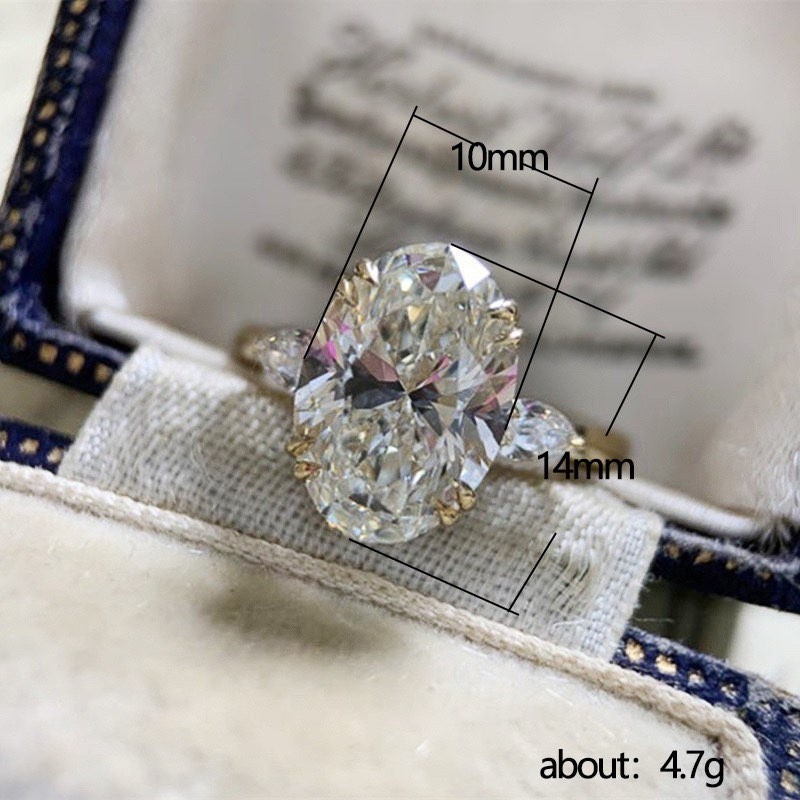 Classic Women 14K Gold Plated Sparkling Oval CZ Band Ring Wedding Engagement