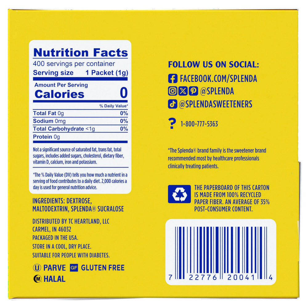 Splenda Zero Calorie Sweetener Packets - 400 Count Bulk Box Sugar Substitute