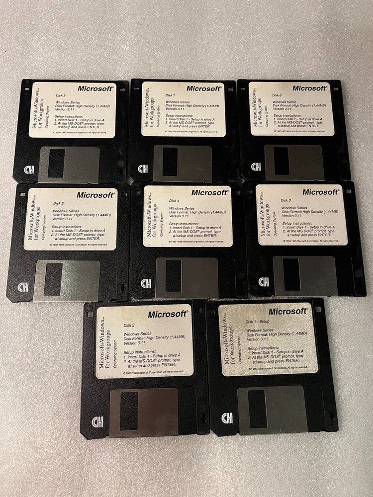 Microsoft Windows for Workgroups Version 3.11 • 3.5" Floppy Vintage Software '93