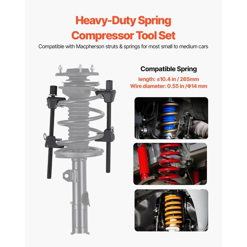 MacPherson Strut Spring Compressor Tool with 4 Security Pins for Car Suspension