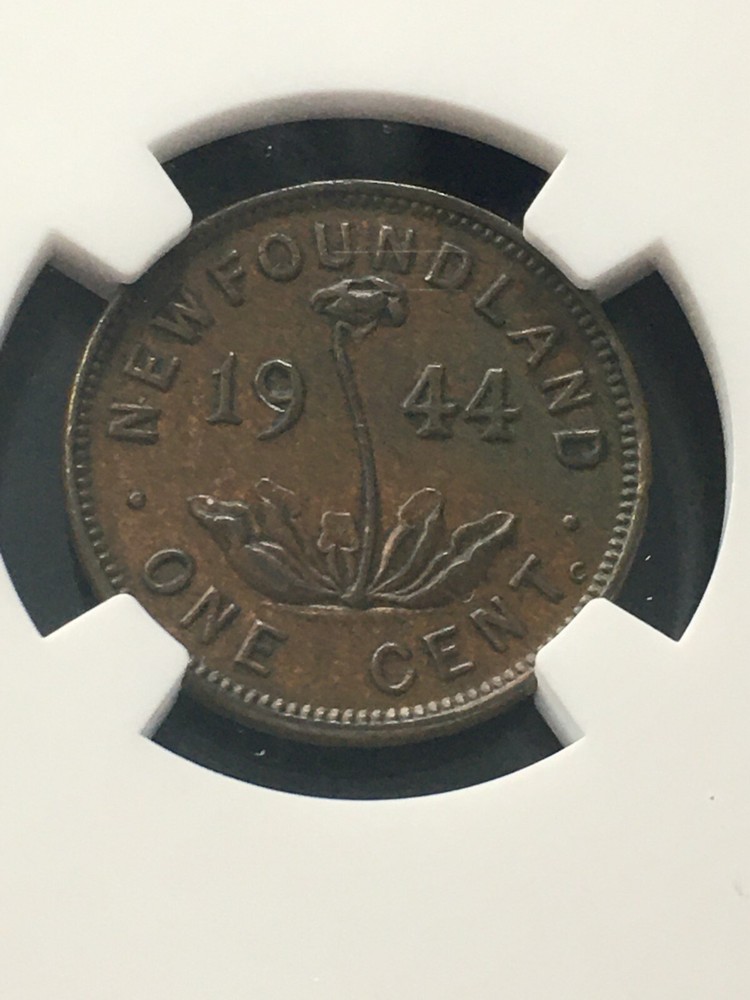 1944C NGC Graded Newfoundland One Cent **AU-55** #005