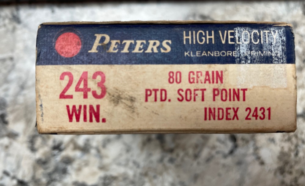 Vintage PETERS Ammo Box Empty Shells 243 Win