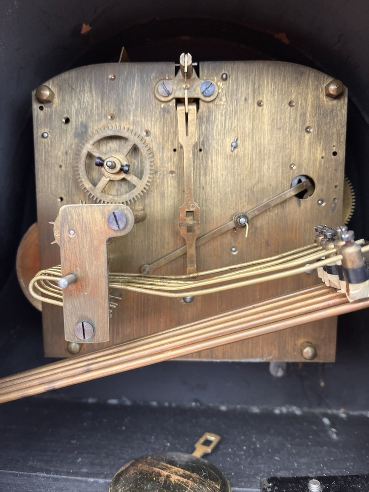 Napoleon Clock With Westminster Chime & Key In Oak Case