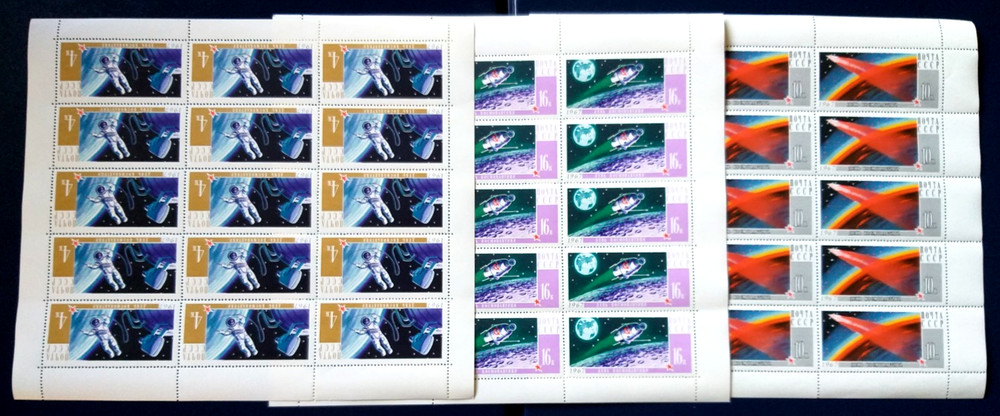 1967 Sheet K-T. Set, Soviet Union, MNH 3336-3338, Space, Cosmos, MNH