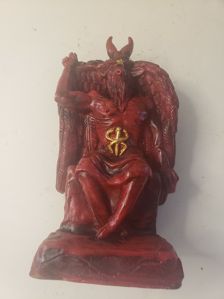 Templar Sabbatic Goat Baphomet Satan Seating Down Color Red/ Devil /Evil /10X6