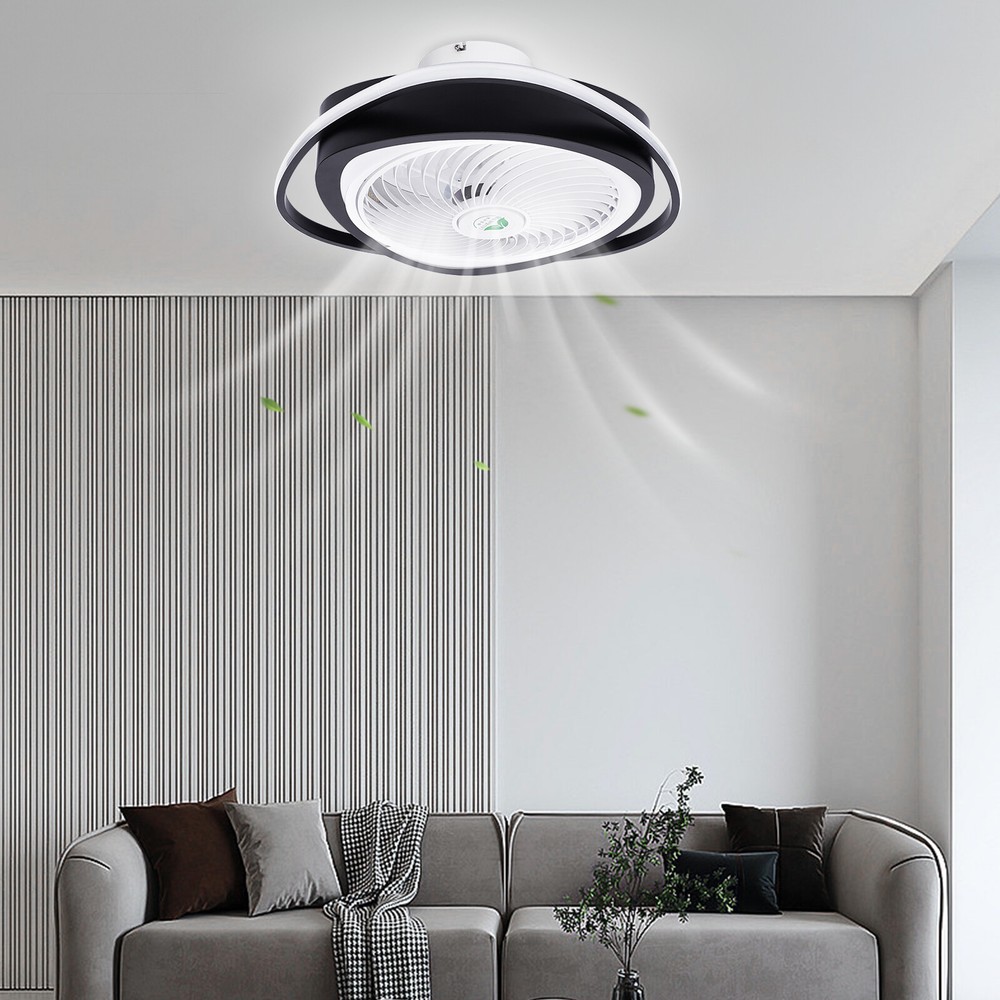 20" Ceiling Fan Light Flush Mount w/3 Speed Remote 3 Colors Changing Timable