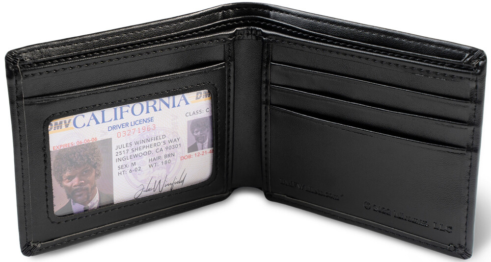 Black Red Embroidered Bad Mother Fu**er Leather Wallet As Seen in Pulp Fiction