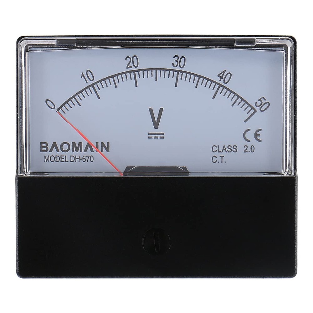 Baomain Voltmeter DH-670 DC 0-50V Rectangular Class 2.0 Analog Panel Volt Vol...