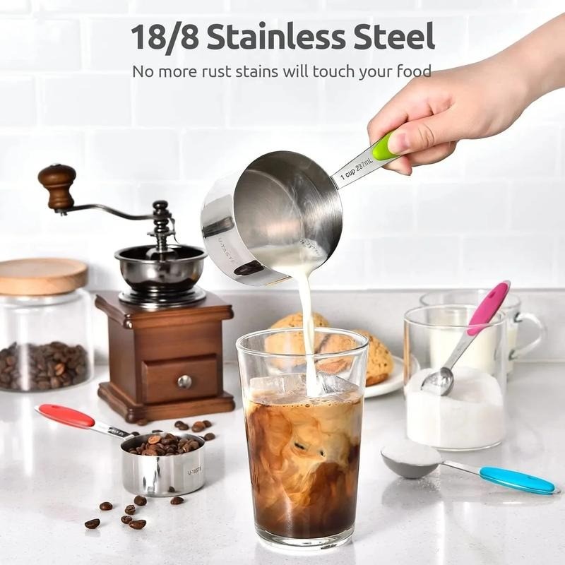 5 Pack-Stainless Steel Measuring Spoons Stackable Set，Measuring Set for Cooking