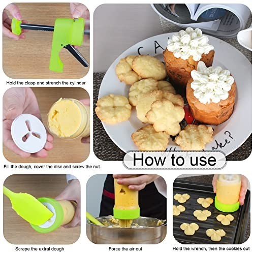 Cookie Press Maker Machine - Icing Gun Kit with 16 Discs & 6 Tips for DIY Baking