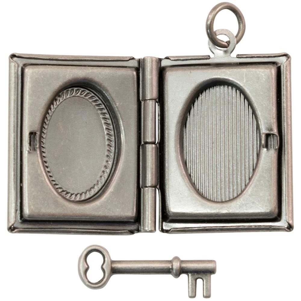 Tim Holtz Assemblage Silver Book Locket + Key Jewelry Line