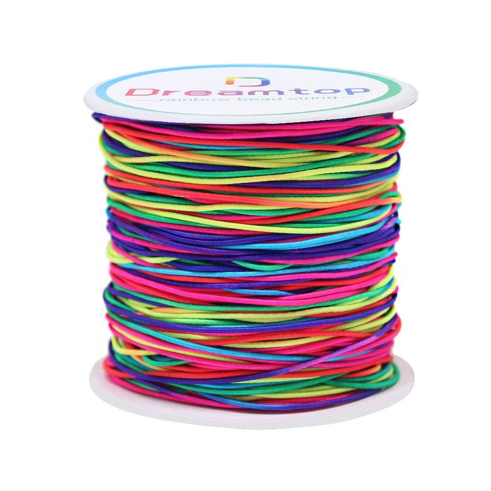 Dreamtop 1mm Stretchy Bracelet String, 100 Meters Rainbow Bead String