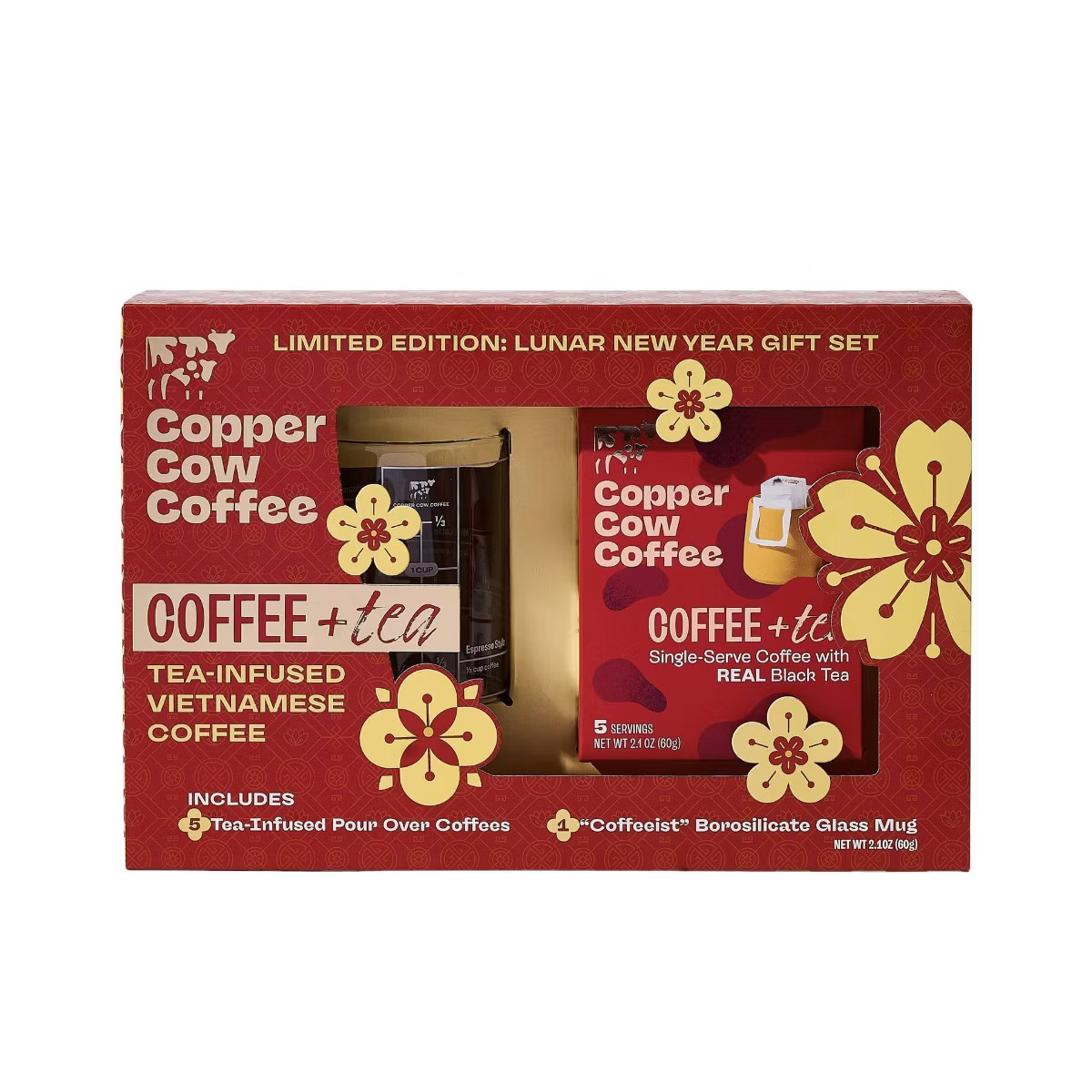 COPPER COW COFFEE Pour Over Coffee and Mug Lunar New Year Gift Box - 1.3lbs/5pc