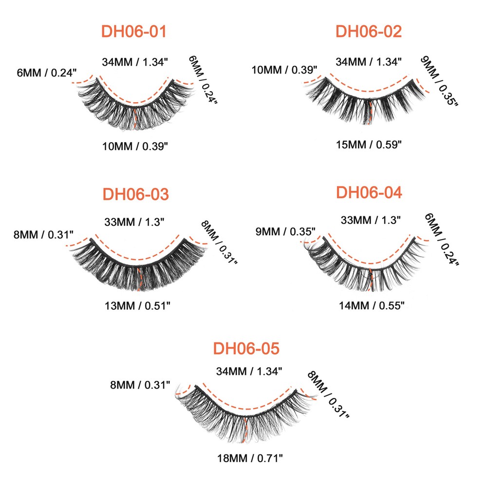 DH06-03 False Eyelashes for Makeup Black 10 Pair