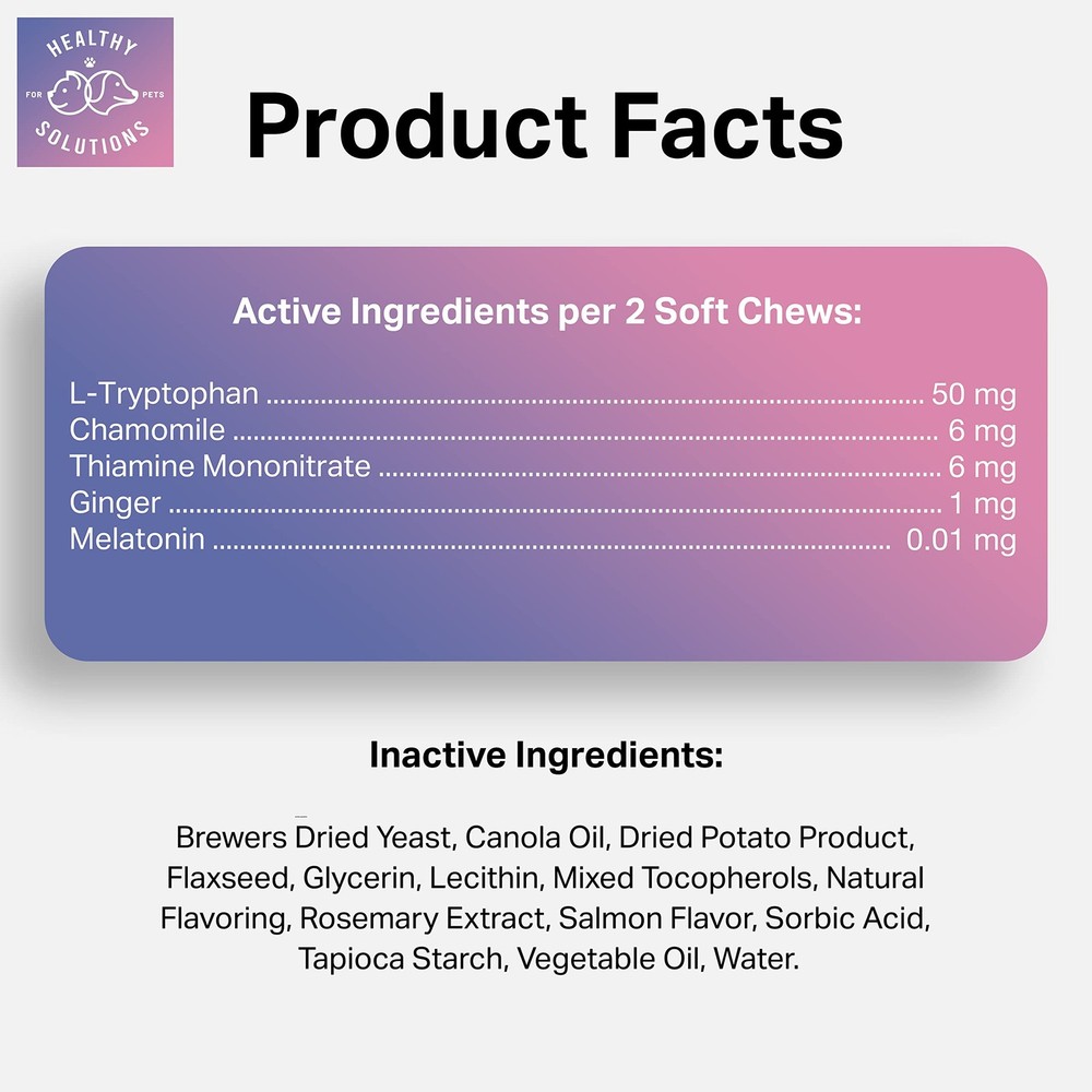 Healthy Solutions | Calming Chews for Cats | Melatonin |60 Soft Chews|252