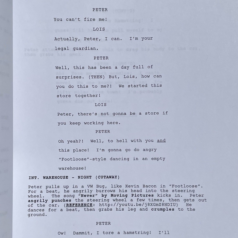 Family Guy 2013 Peter Lois Open A Store aka Baking Bad Used Table Draft Script