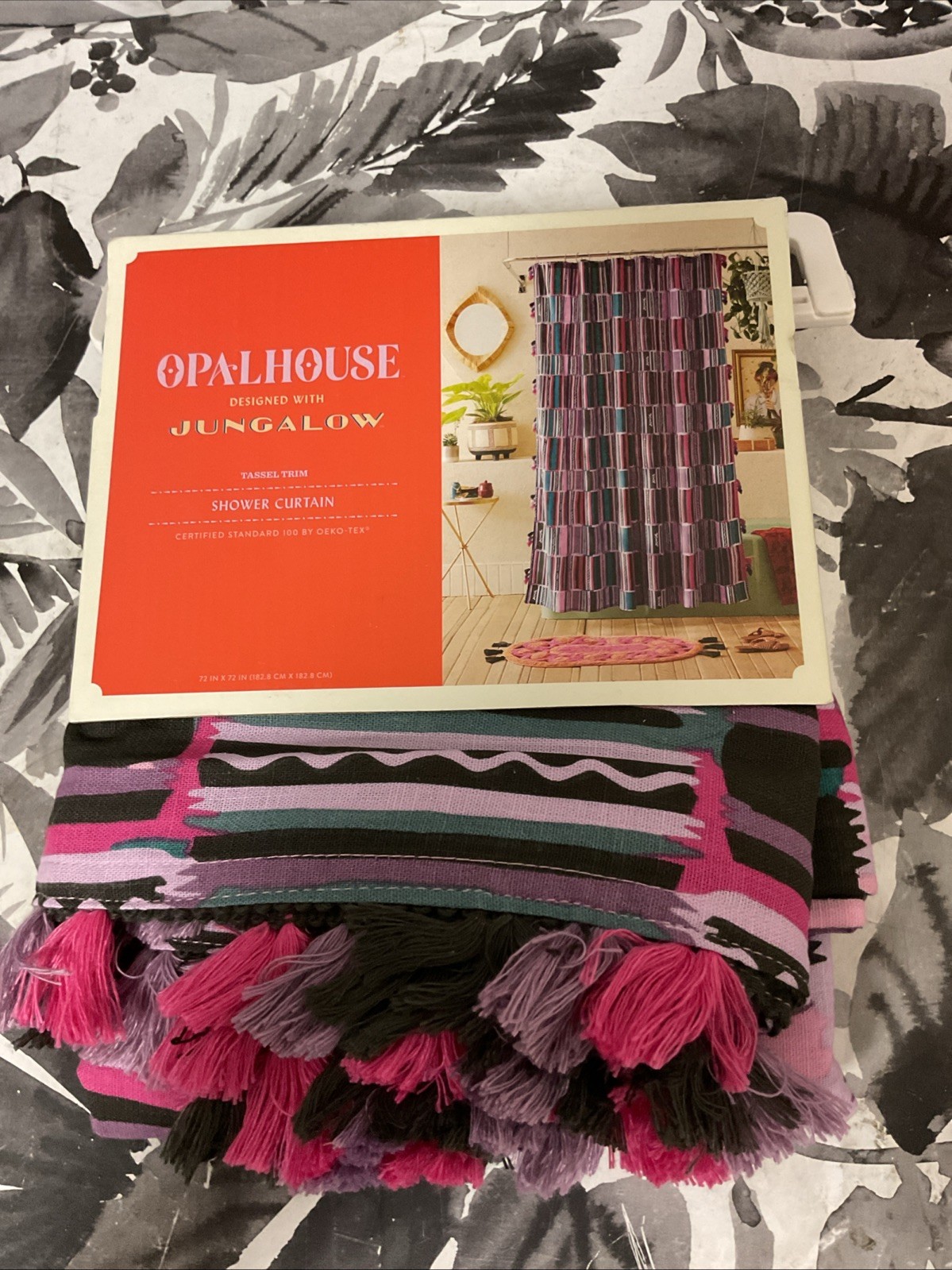 🌻 Opalhouse Jungalow Sun in the Water Shower Curtain Tassel Trim Purple Boho 🆕