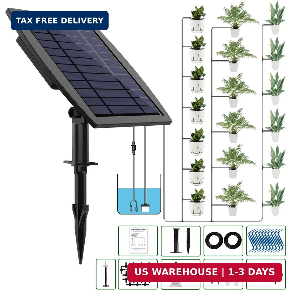 Solar Automatic Drip Irrigation Kit System, JIYANG Solar Powered Auto Easy DIY W