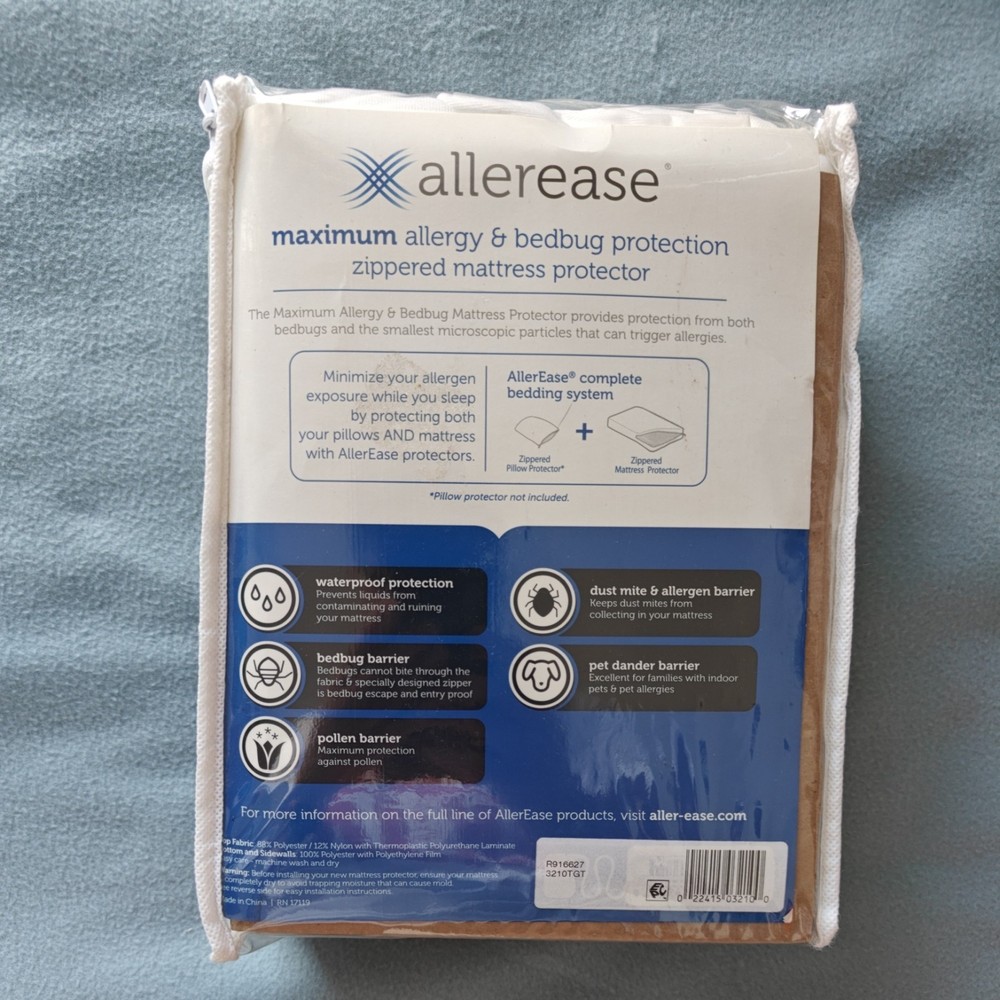 Maximum Mattress Protector White AllerEase Waterproof TWIN NEW -OPEN