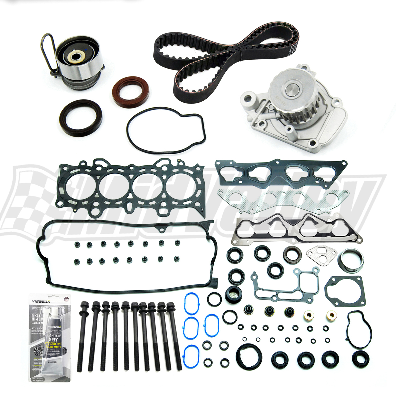 Head Gasket Bolts Set Timing Belt Kit With Water Pump for 01-05 Honda Civic 1.7L