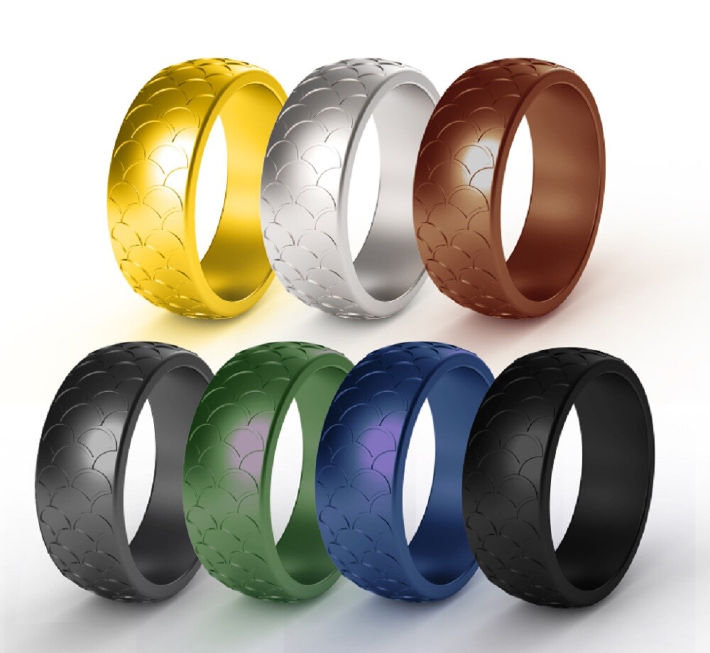 7 Pack Silicone Wedding Rings Unisex Rubber Bands Stackable Active Sports Work