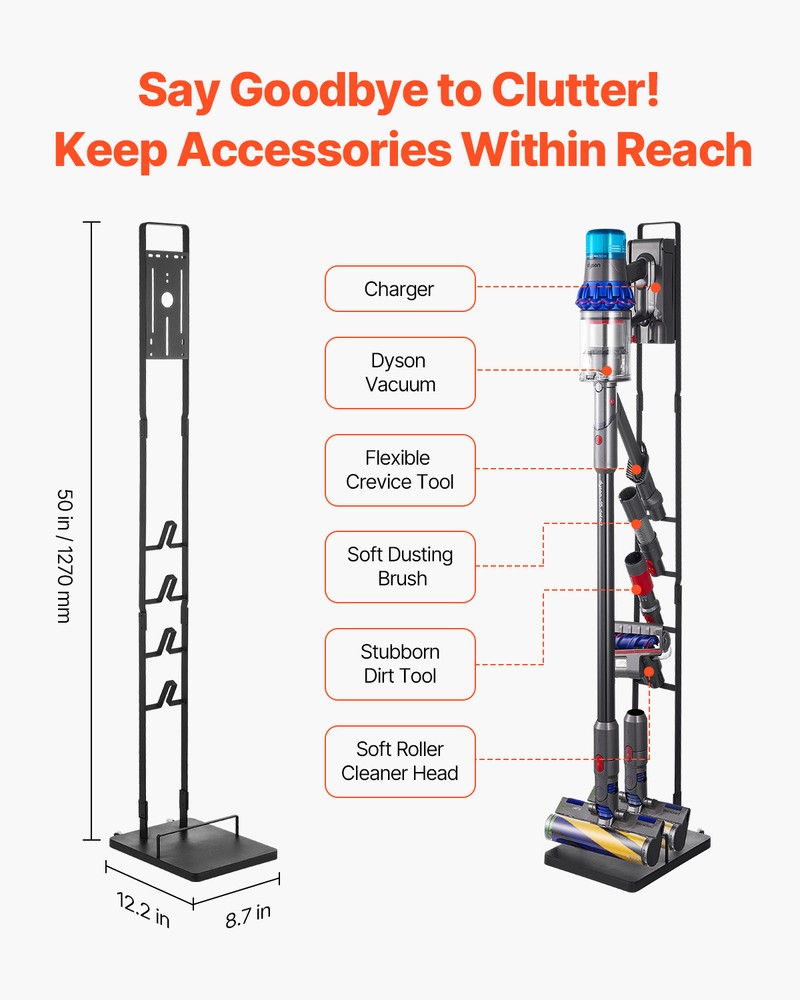 VEVOR Vacuum Stand for Dyson Multi-Models Stable Storage Bracket Holder Wheels