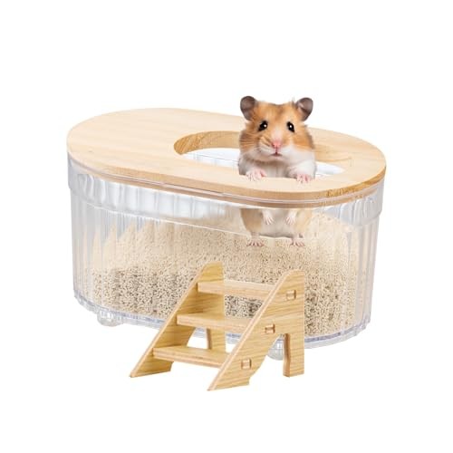 Transparent Oval Hamster Sand Bath Box for Hamster Cage Accessories, Digging