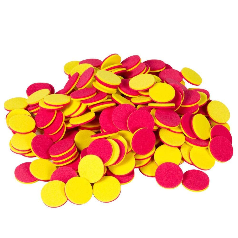 Plastic Math Counters for Kids, Red and Yellow Counters, Math Manipulatives for