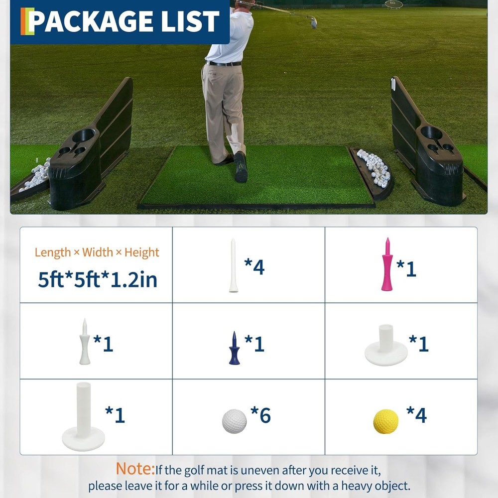 5 x 5 Golf Hitting Mat Premium Turf for Realistic Practice Experience