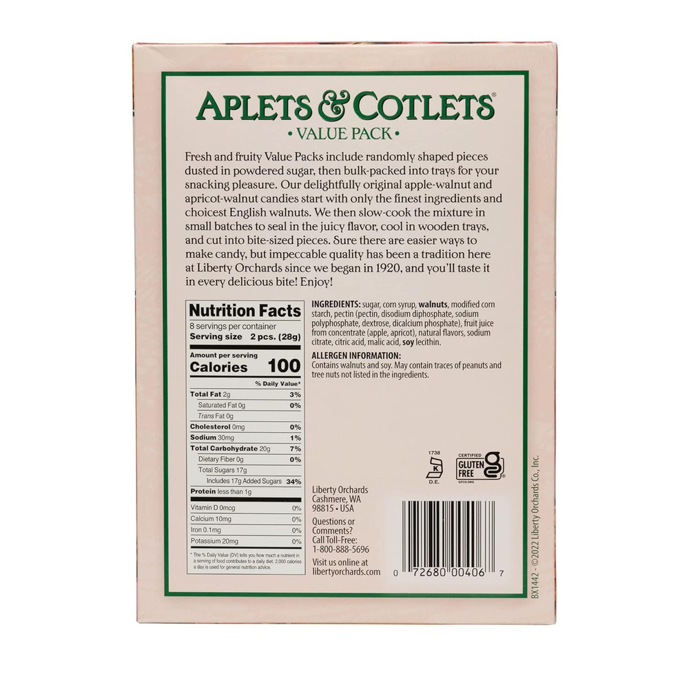 , Aplets & Cotlets Value Pack - Vegan, Fruit & Nut Chewy Candy - 8 Oz