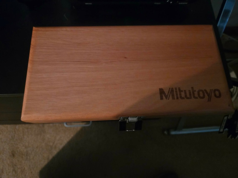 Mitutoyo caliper micrometer set With wood case.