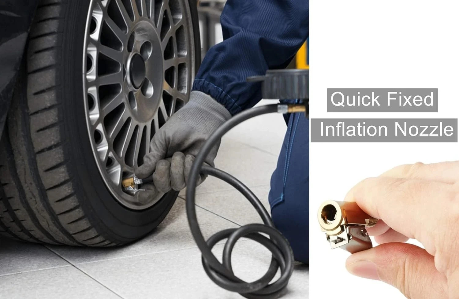 2-Pack Brass Tire Air Chuck, Locking Quick Connect Inflator Hose Adapter, No Lea