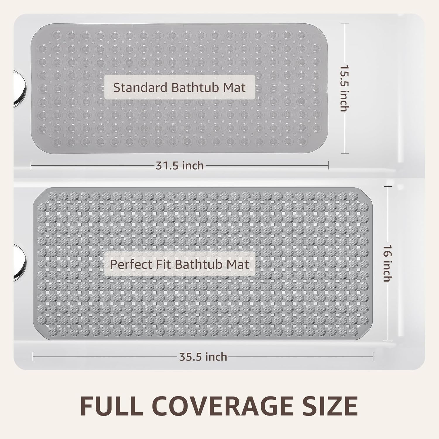 Bath Tub Shower Mat Non Slip, Bathtub Floor Liner Mats for Inside Shower ,Grey