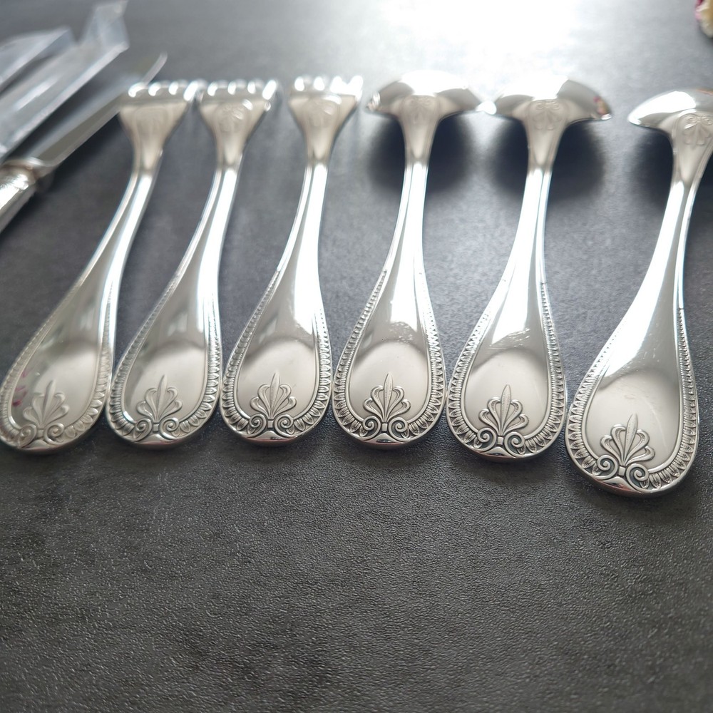 Christofle Malmaison 9pcs Silverplate Flatware Table Knife Fork Spoon Excellent