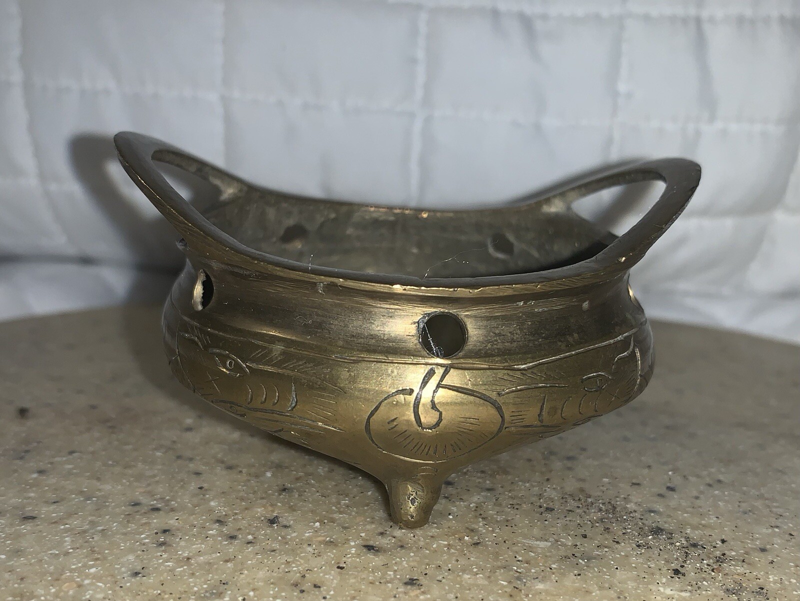 Vtg Chinese Small Brass Censer Tripod Incense Burner Xuande Reign 6 Hallmarks