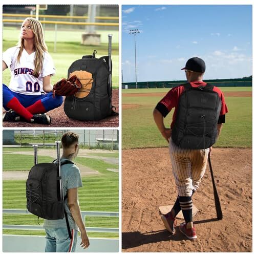 Baseball Backpack Softball Bat Bag With Shoes Compartment Lightweight For