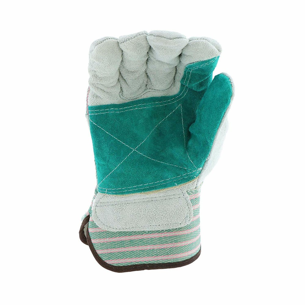 12 PAIR DOUBLE PALM SHOULDER SPLIT LEATHER WORK GLOVES SIZE LARGE