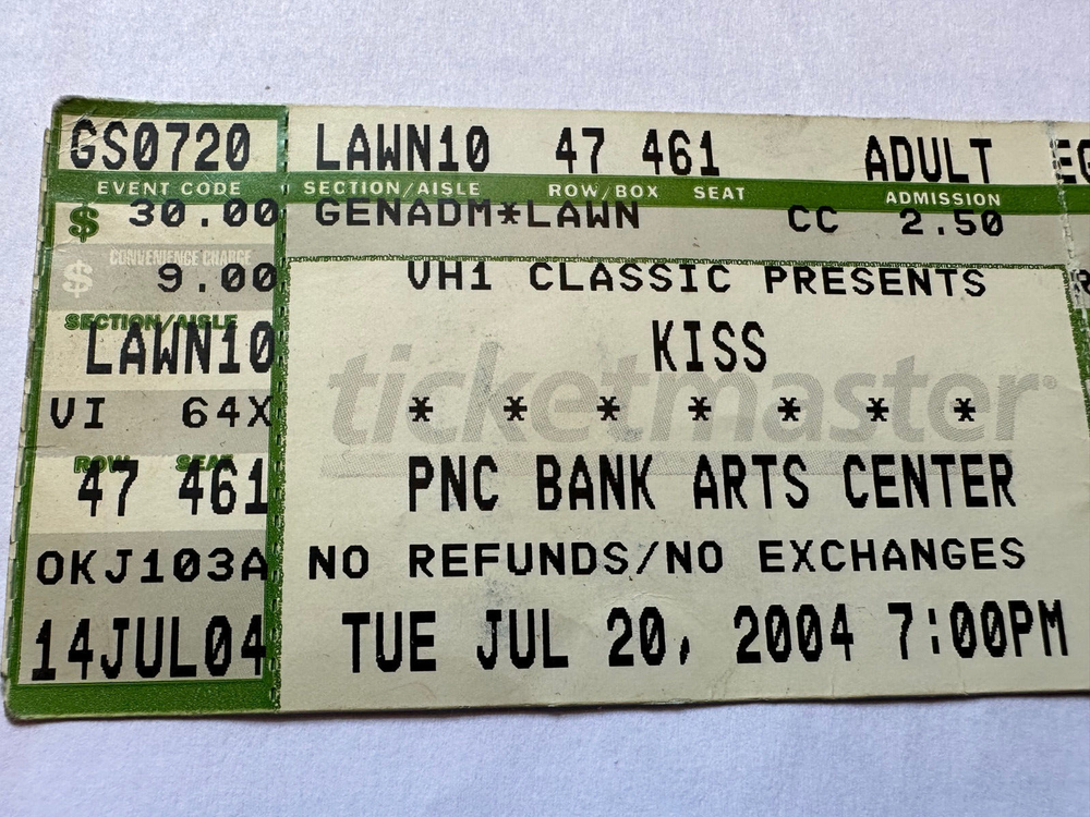 KISS 2004 Concert Ticket. July 20th 2004 PNC Bank Center NJ