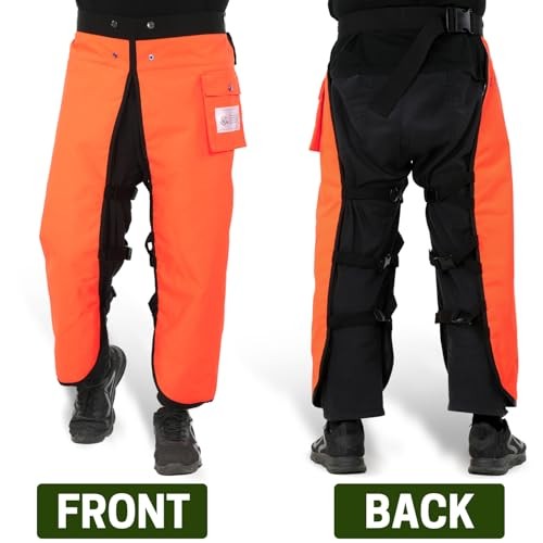 Chainsaw Chaps Apron Wrap, 8 Layers Chainsaw Pants with Medium Orange
