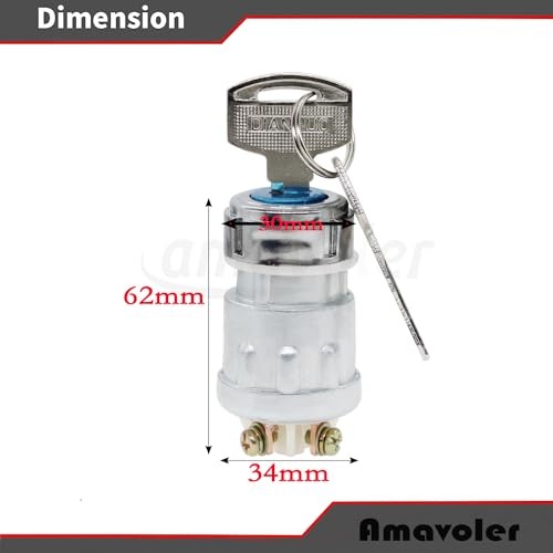 3 Wire Ignition Key Switch 3 Position Replacement Fit for Manco American