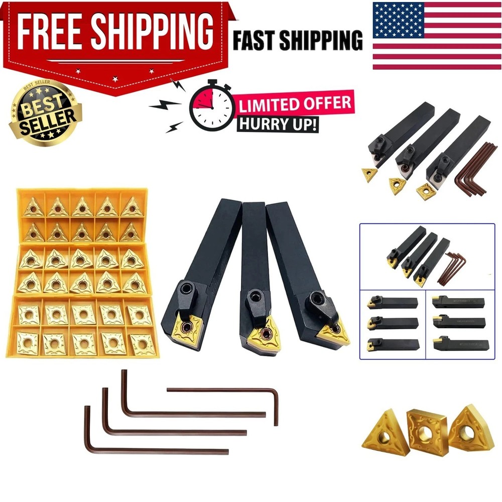 5/8" Carbide Lathe Tool Set with 36 Inserts for Versatile Machining